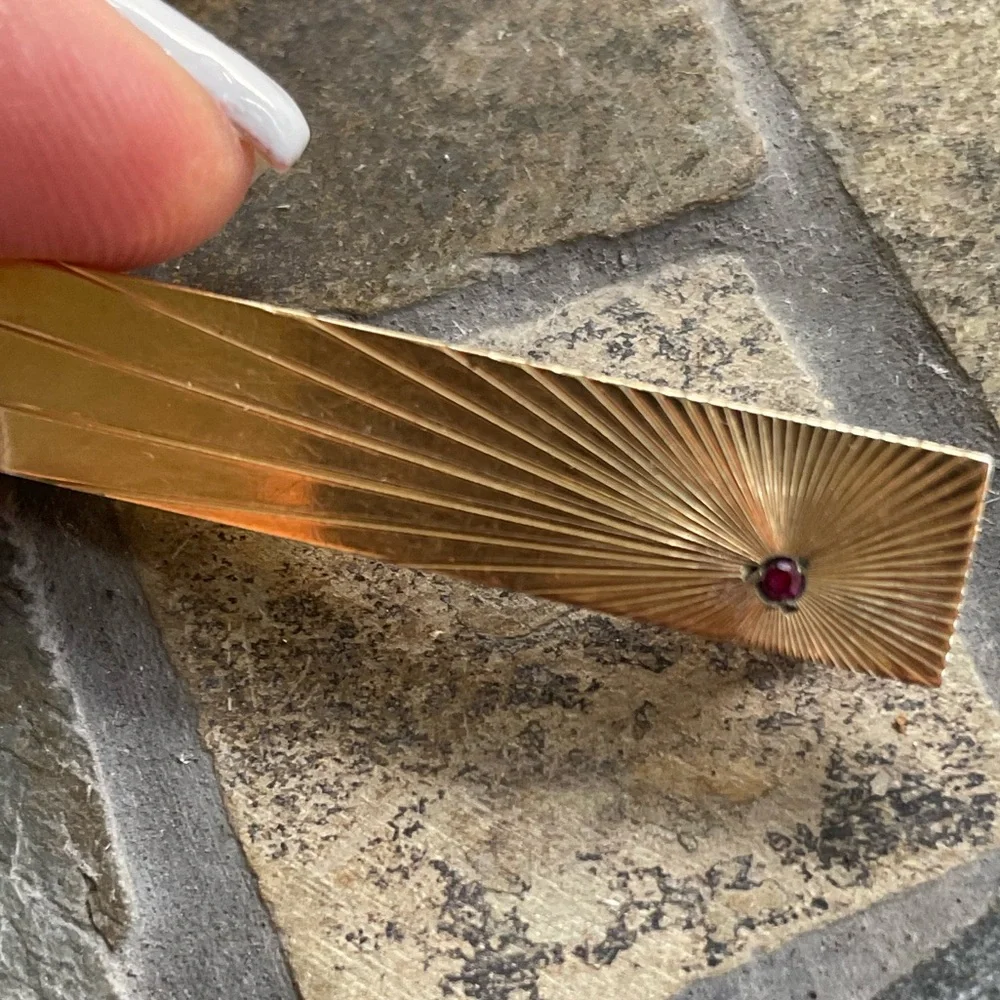 Gold Tone Ruby Tie Clip